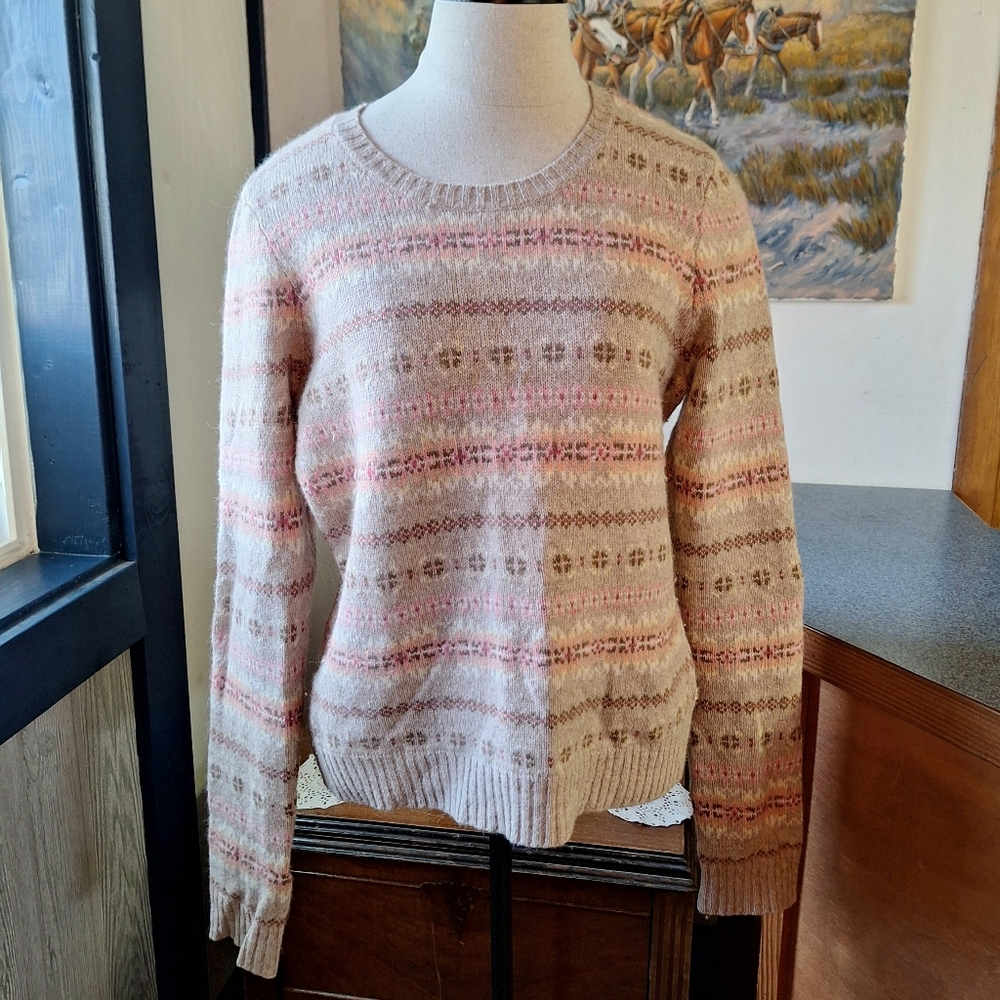 American Eagle Outfitters Y2K Fair Isle Nylon/Angora Rabbit/Cashmere Sweater, L